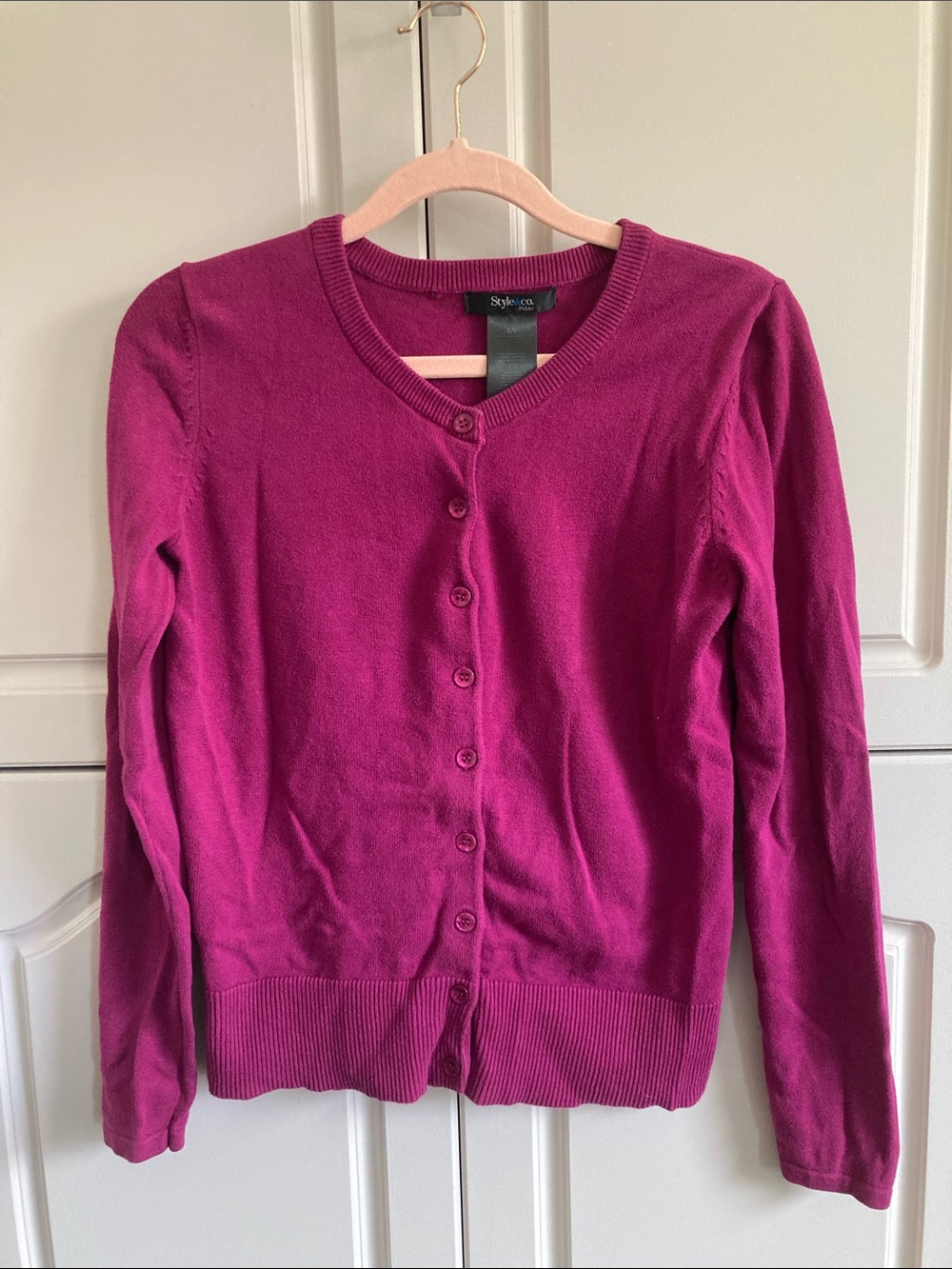 Style & Co Petite Purple Button Up Cardigan – Size Small
